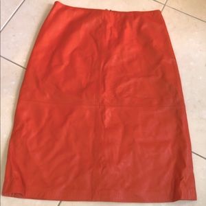 Orange Leather Skirt